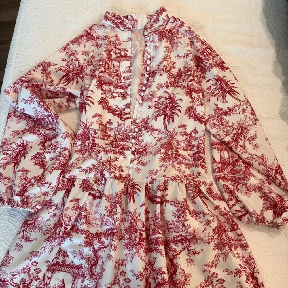 Elegant Red and White Dress
